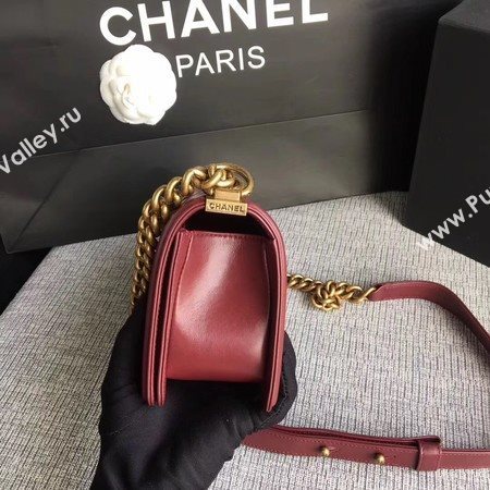 Boy Chanel Flap Shoulder Bag Sheepskin Leather A67085 Wine