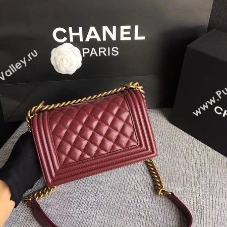 Boy Chanel Flap Shoulder Bag Sheepskin Leather A67085 Wine