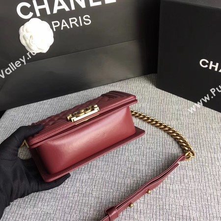 Boy Chanel Flap Shoulder Bag Sheepskin Leather A67085 Wine