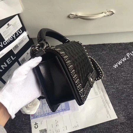 Boy Chanel Flap Shoulder Bag Sheepskin Leather A67086B Black