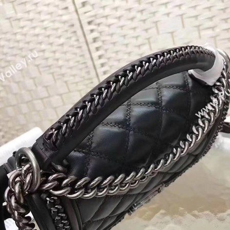 Boy Chanel Top Flap Bag Original Chevron Sheepskin A67085 Black