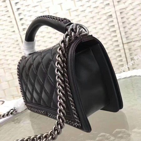 Boy Chanel Top Flap Bag Original Chevron Sheepskin A67085 Black