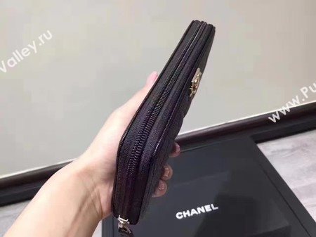 Boy Chanel Zip Around Wallet Black Cannage Pattern CHA5264 Gold