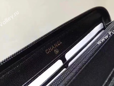 Boy Chanel Zip Around Wallet Black Cannage Pattern CHA5264 Gold