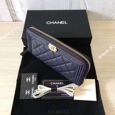 Boy Chanel Zip Around Wallet Cannage Pattern CHA5265 Black