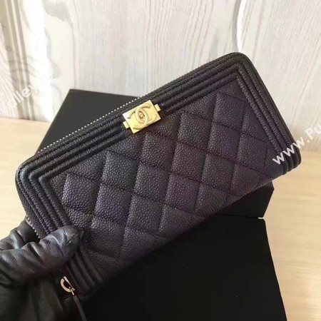 Boy Chanel Zip Around Wallet Cannage Pattern CHA5265 Black