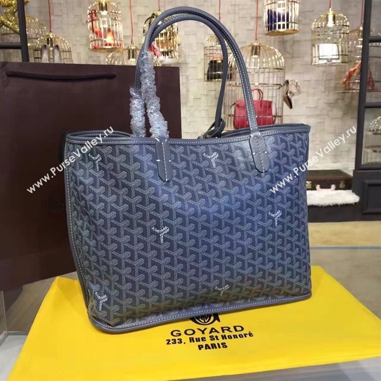 Goyard Y Doodling Calfskin Leather Tote Bag 7901 Dark Blue