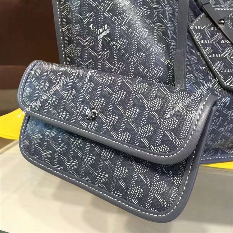 Goyard Y Doodling Calfskin Leather Tote Bag 7901 Dark Blue