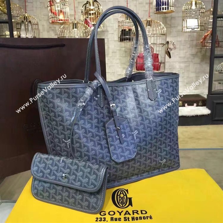 Goyard Y Doodling Calfskin Leather Tote Bag 7901 Dark Blue