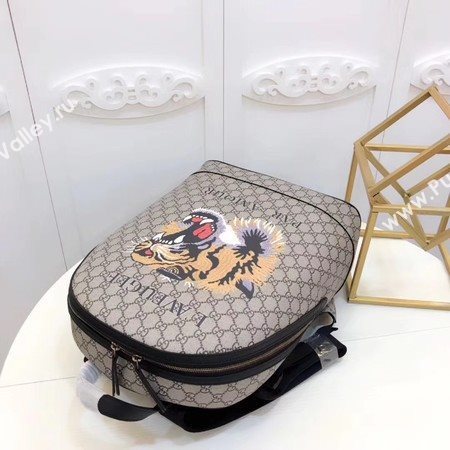 Gucci Angry Cat Print GG Supreme Backpack 419584 Brown