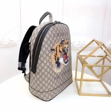 Gucci Angry Cat Print GG Supreme Backpack 419584 Brown