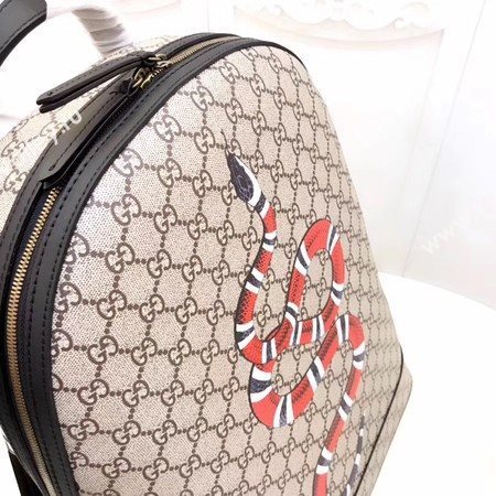 Gucci Kingsnake Print GG Supreme Backpack 419584 Brown