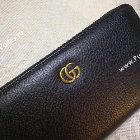 Gucci Leather Zip Around Wallet 456117 Black