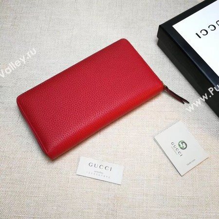 Gucci Leather Zip Around Wallet 456117 Red