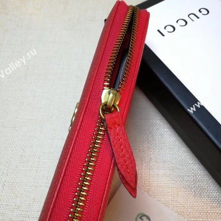 Gucci Leather Zip Around Wallet 456117 Red