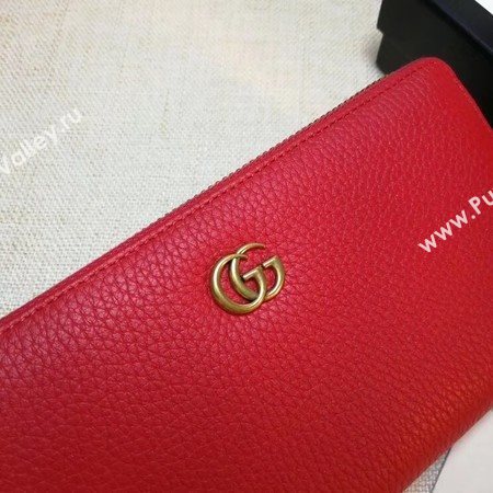 Gucci Leather Zip Around Wallet 456117 Red