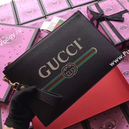 Gucci GG Marmont Calfskin Leather Clutch 466489 Black