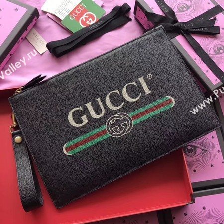 Gucci GG Marmont Calfskin Leather Clutch 466489 Black