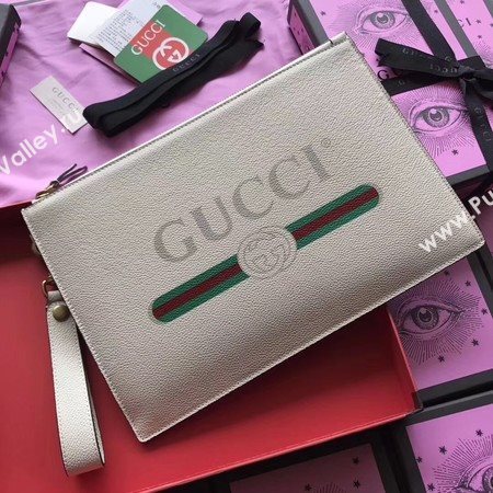 Gucci GG Marmont Calfskin Leather Clutch 466489 OffWhite