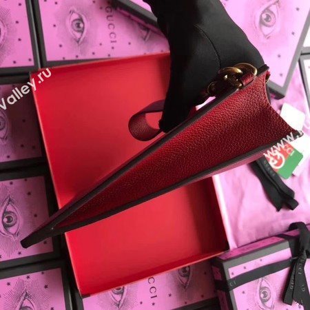Gucci GG Marmont Calfskin Leather Clutch 466489 Red