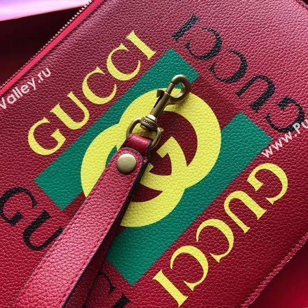 Gucci GG Marmont Calfskin Leather Clutch 466489 Red