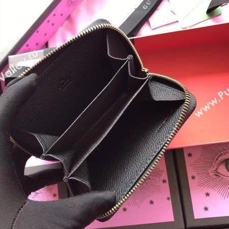 Gucci Print Leather Card Case 496319 Black