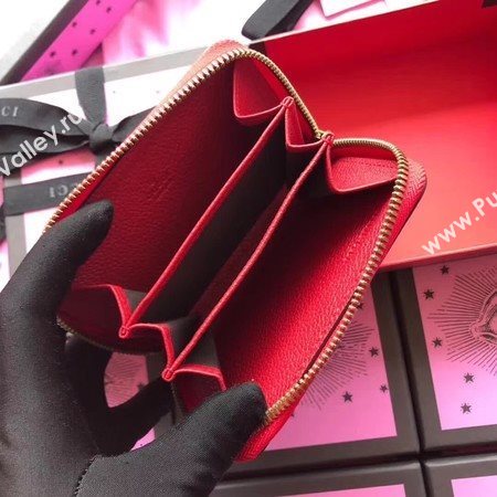 Gucci Print Leather Card Case 496319 Red