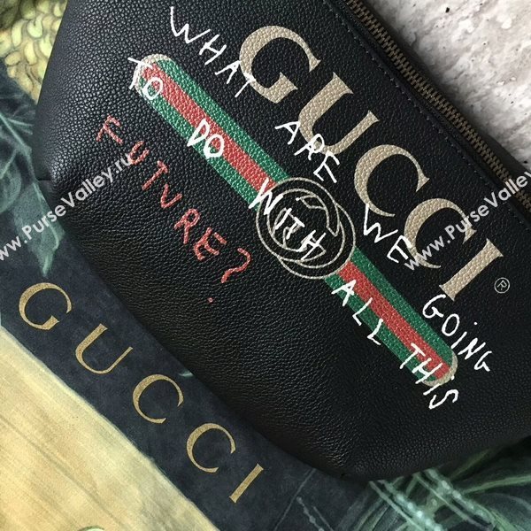 Gucci Calfskin Leather Pocket 493869 Black