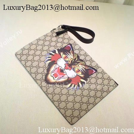 Gucci Angry Cat Print GG Supreme Pouch 473904 Angry Cat