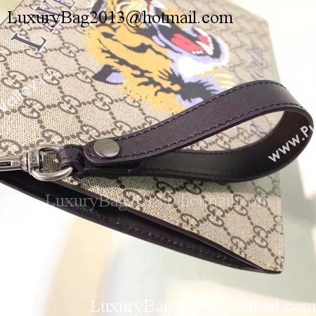 Gucci Angry Cat Print GG Supreme Pouch 473904 Tiger