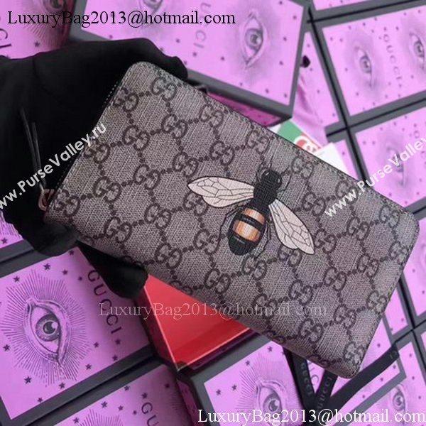 Gucci Bee Print GG Supreme Zip Around Wallet 451273 BEE