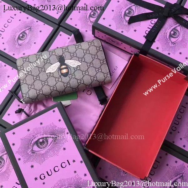 Gucci Bee Print GG Supreme Zip Around Wallet 451273 BEE