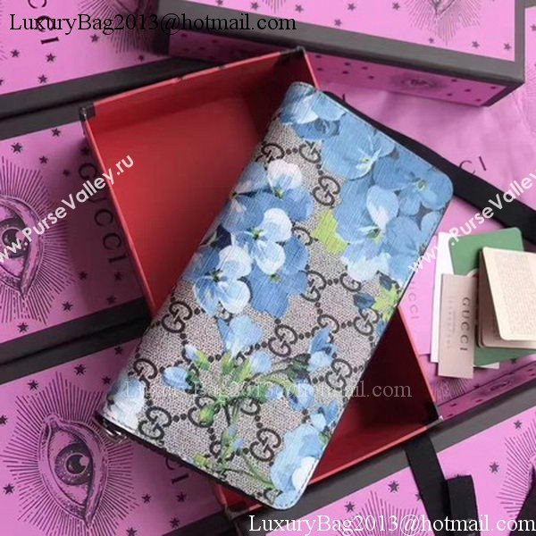 Gucci GG Blooms Zip Around Wallet 408665 Blue