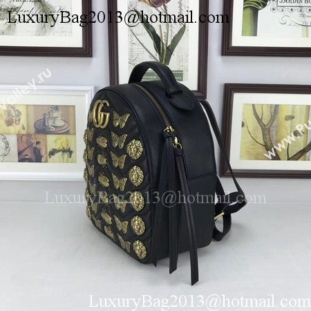 Gucci GG Marmont Animal Studs Leather Backpack 476671 Black