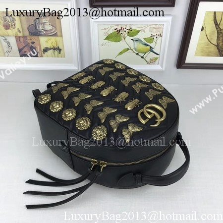 Gucci GG Marmont Animal Studs Leather Backpack 476671 Black