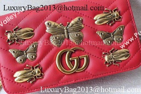 Gucci GG Marmont Animal Studs mini Bag 488426 Red