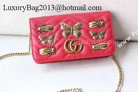 Gucci GG Marmont Animal Studs mini Bag 488426 Red