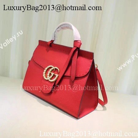 Gucci GG Marmont Leather Top Handle Bag 421890 Red