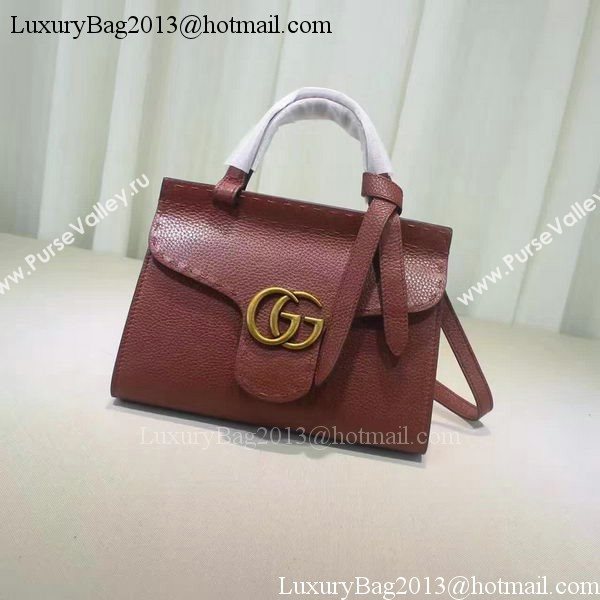 Gucci GG Marmont Leather Top Handle mini Bag 442622 Brown