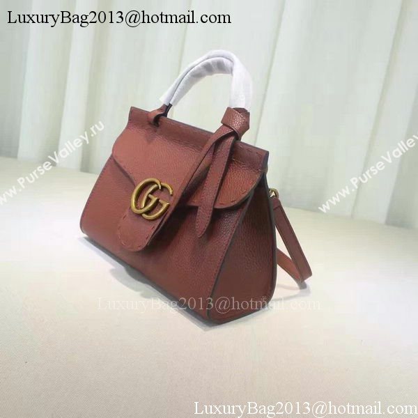 Gucci GG Marmont Leather Top Handle mini Bag 442622 Brown