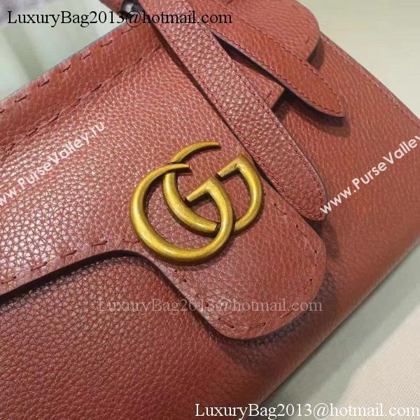 Gucci GG Marmont Leather Top Handle mini Bag 442622 Brown