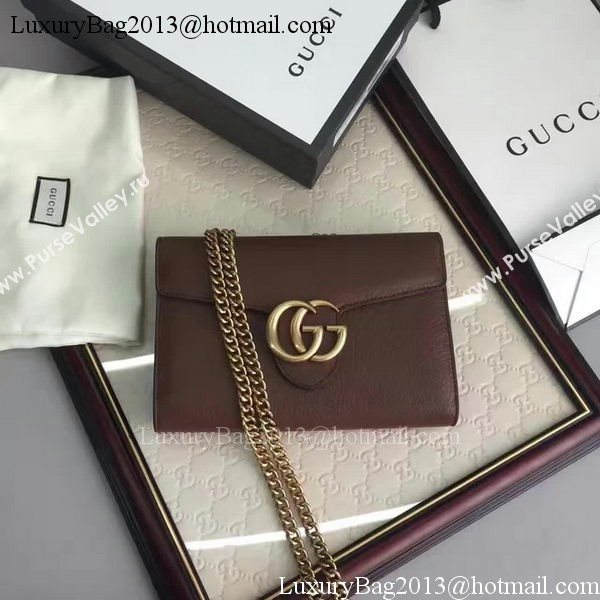 Gucci GG Marmont Leather mini Chain Bag 401232 Brown