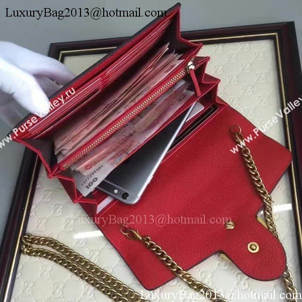 Gucci GG Marmont Leather mini Chain Bag 401232 Red