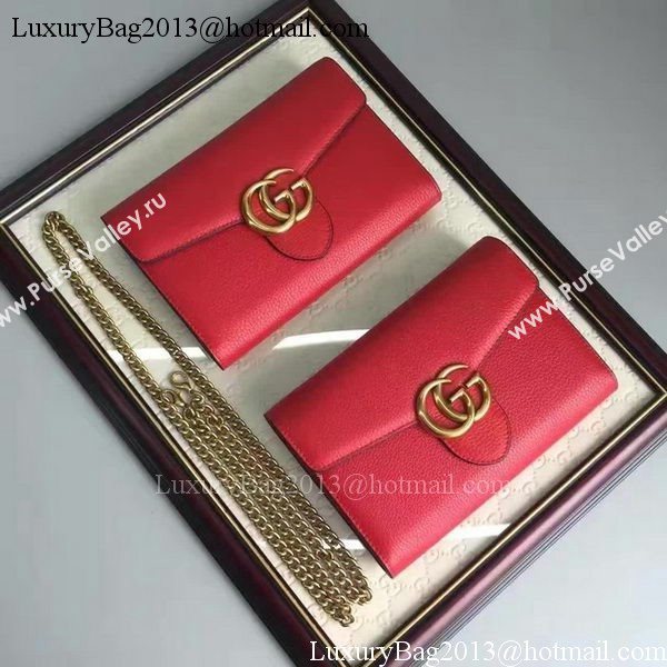 Gucci GG Marmont Leather mini Chain Bag 401232 Red