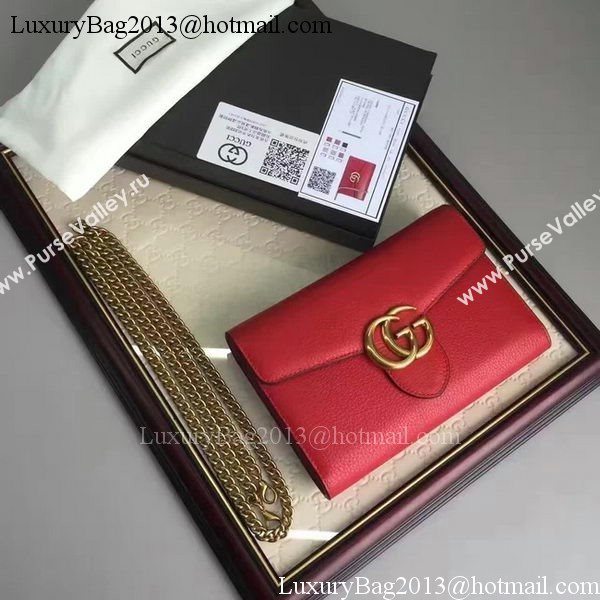 Gucci GG Marmont Leather mini Chain Bag 401232 Red