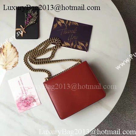 Gucci GG Marmont Leather mini Chain Bag 431384 Red