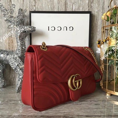 Gucci GG Marmont Matelasse Shoulder Bag 443496 Red