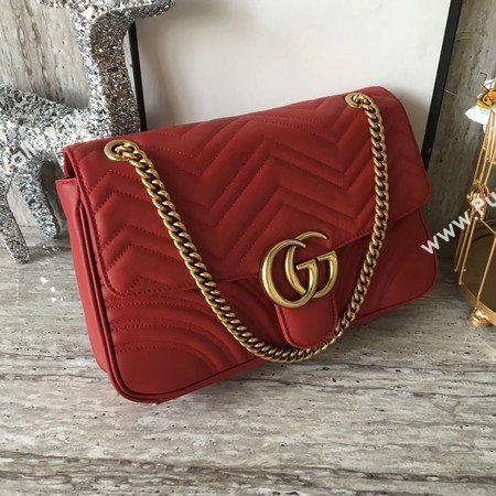 Gucci GG Marmont Matelasse Shoulder Bag 443496 Red