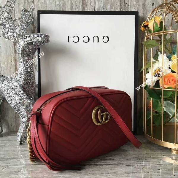 Gucci GG Marmont Matelasse Shoulder Bag 447632A Red