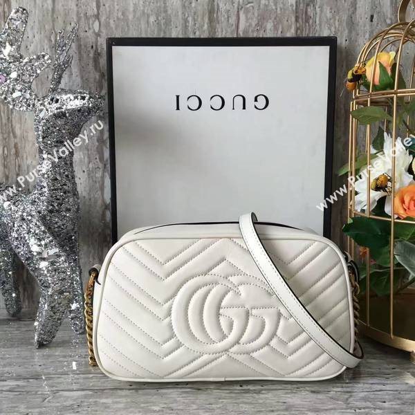 Gucci GG Marmont Matelasse Shoulder Bag 447632A White